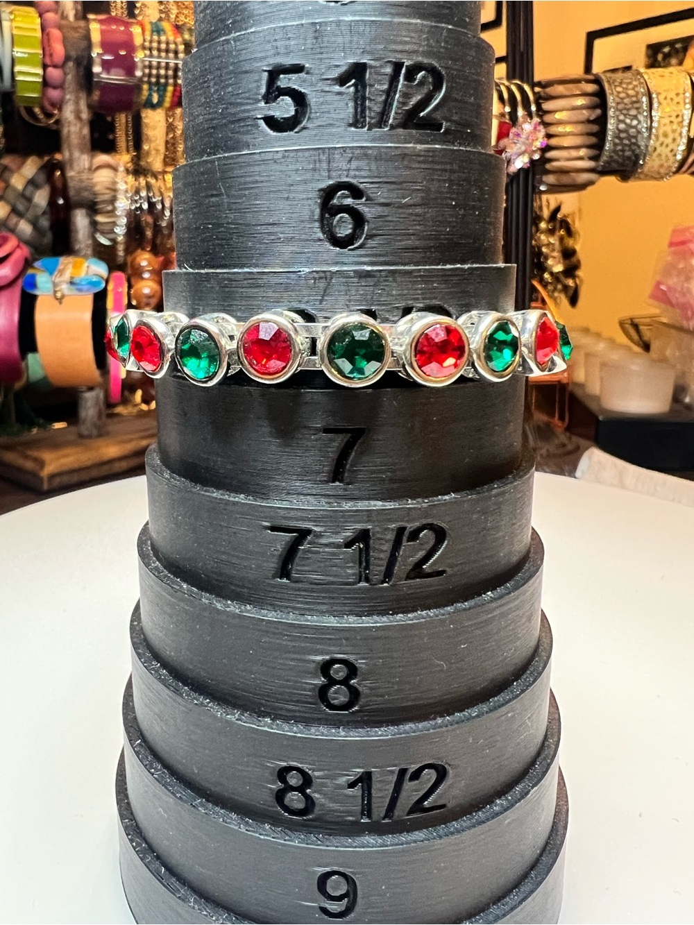 Festive Red & Green Crystal Stretch Bracelet